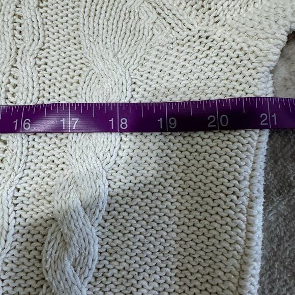 Liz Claiborne Off White Gold Flecked Chunky Knit Turtleneck Sweater Size L - Picture 6 of 7